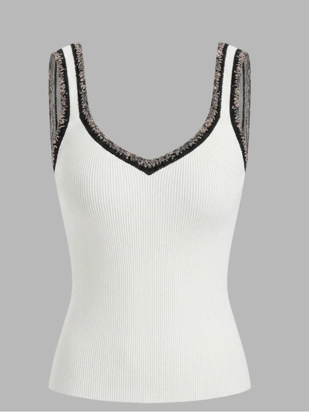 NWT Contrast Trim Ribbed Knit Tank Top